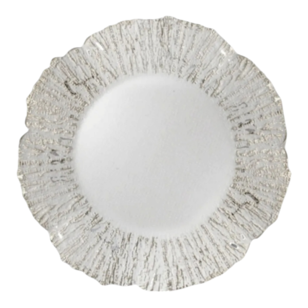 Fleur Glass Charger (Platinum)